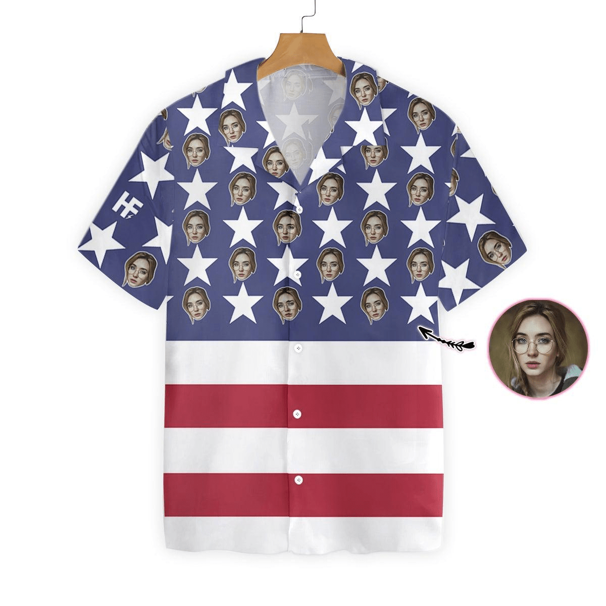 Wife Face With American Flag Custom Hawaiian Shirt Pn302055Lb