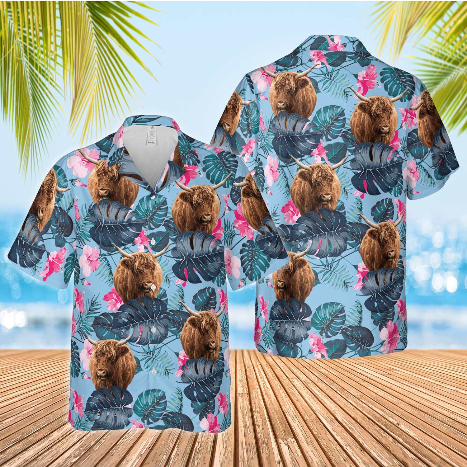 Unique Highland Blue Hibiscus Hawaiian Shirt