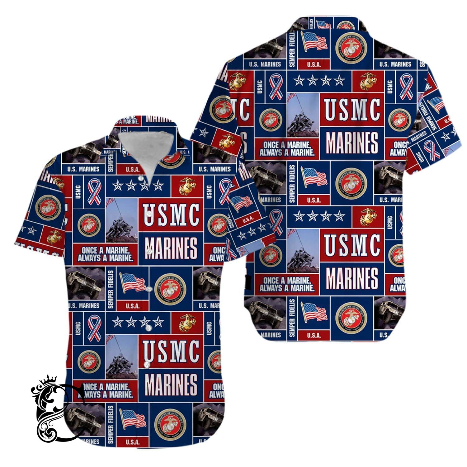 Veteran Usmc Once A Marine Always A Marine Hawaiian Shirts