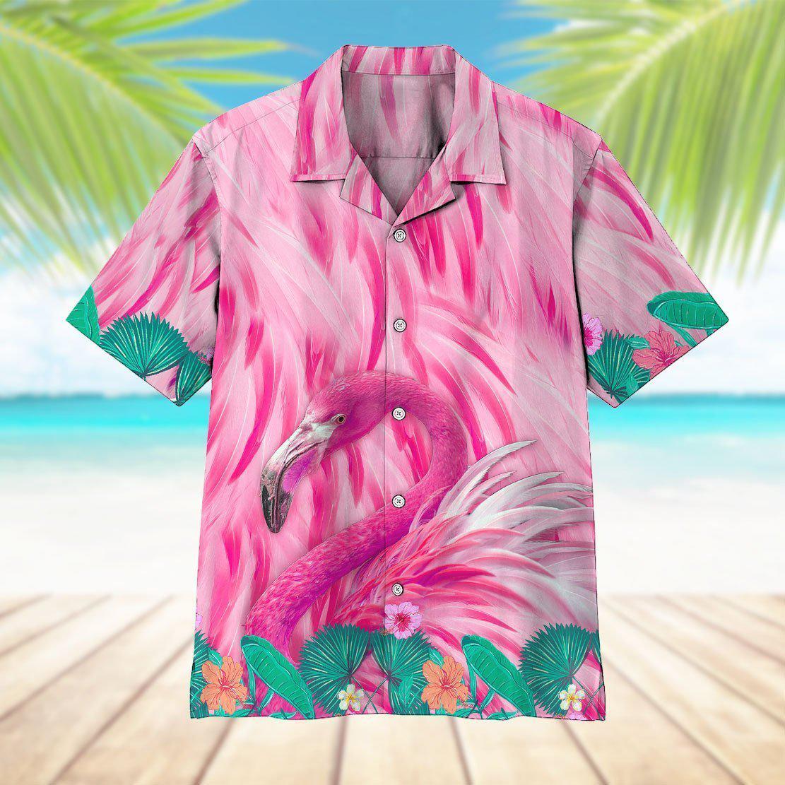 A Big Pink Crane Flamingo Aloha Hawaiian Shirts For Men & For Women