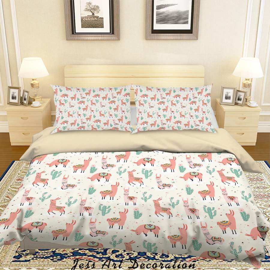 3D Alpaca Cactus Triangle Quilt Cover Set Bedding Set Duvet Cover Pillowcases SF117