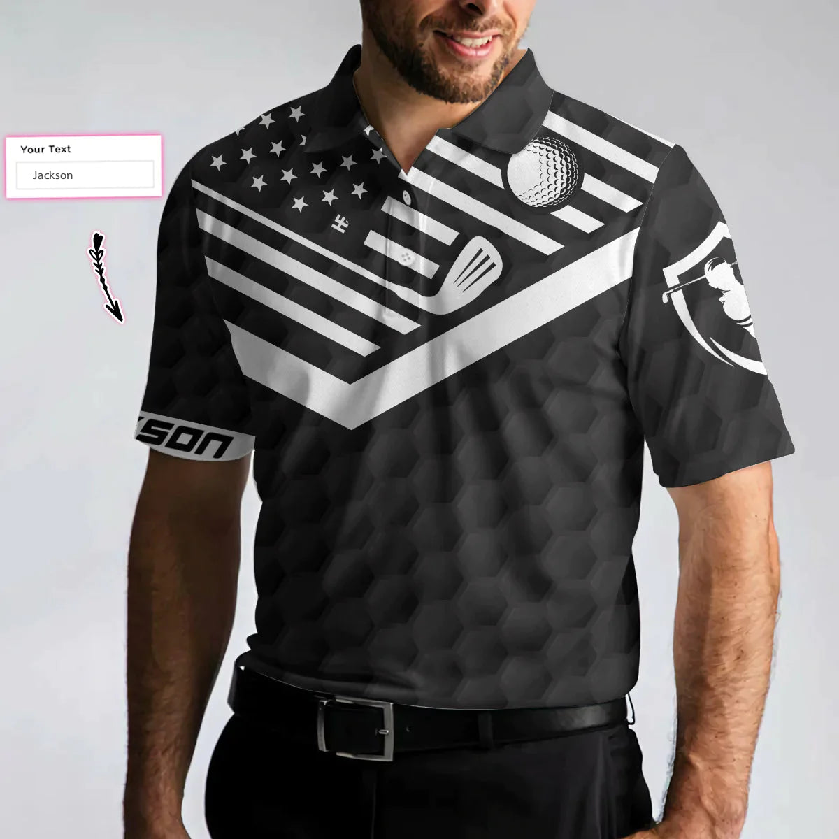 Personalized American Flag Golf Polo Shirt