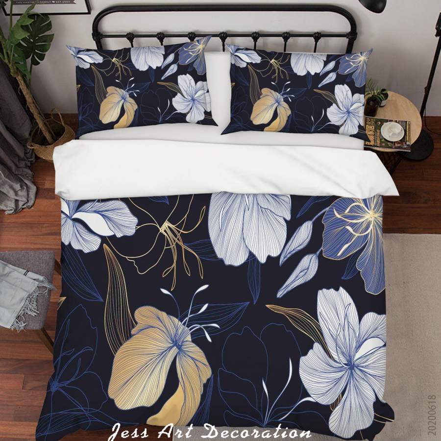 3D Dark Floral Quilt Cover Set Bedding Set Duvet Cover Pillowcases SF57