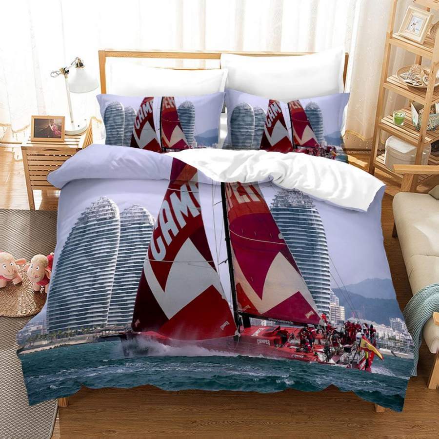 3D Sea Sailboat Quilt Cover Set Bedding Set Duvet Cover Pillowcases A524 LQH