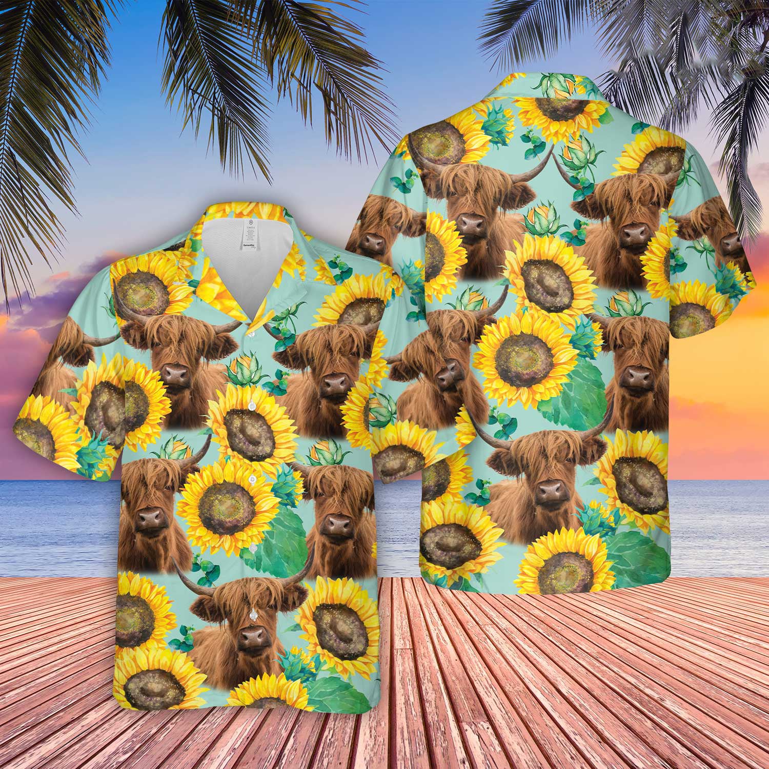 Unique Highland Sunflowers Floral Farm 3D Hawaiian Shirt