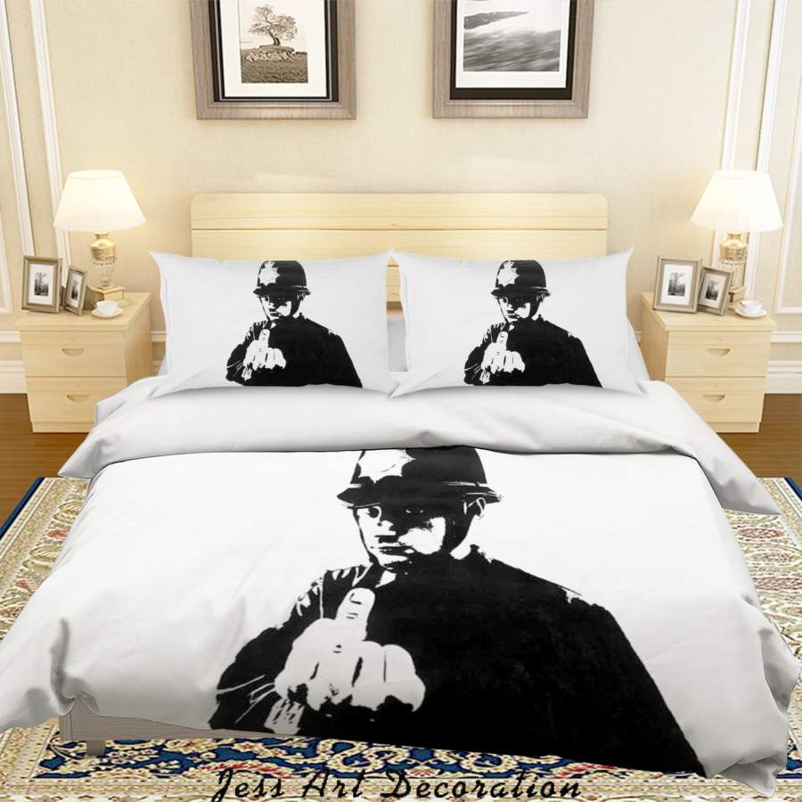 3D Banksy Rude Copper Black White Quilt Cover Set Bedding Set Duvet Cover Pillowcases  ZY D51