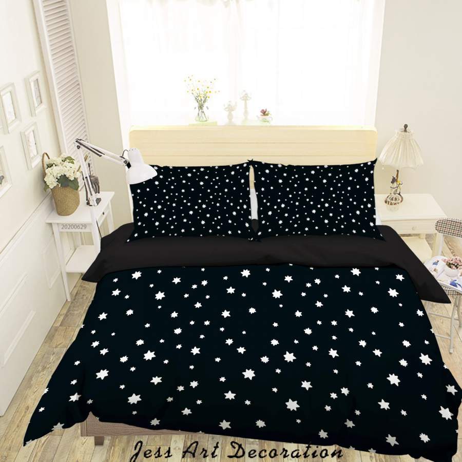 3D Black Star Quilt Cover Set Bedding Set Duvet Cover Pillowcases SF38