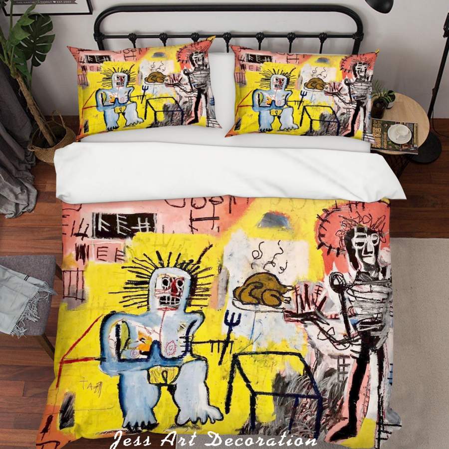 3D Jean Michel Basquiat Monster Yellow Quilt Cover Set Bedding Set Duvet Cover Pillowcases  ZY D64