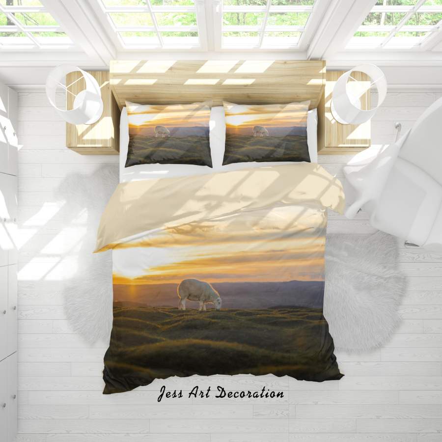 3D Sky Grass Sheep Quilt Cover Set Bedding Set Duvet Cover Pillowcases A177 LQH