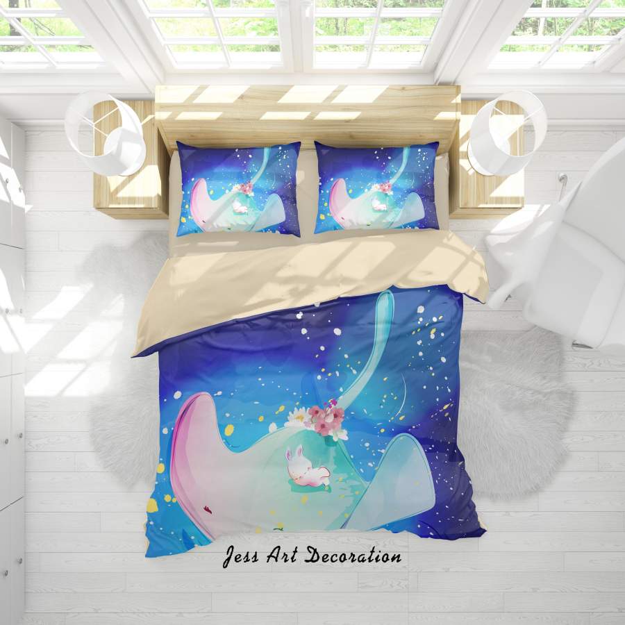 3D Cartoon Leaf Rabbit Quilt Cover Set Bedding Set Duvet Cover Pillowcases A315 LQH