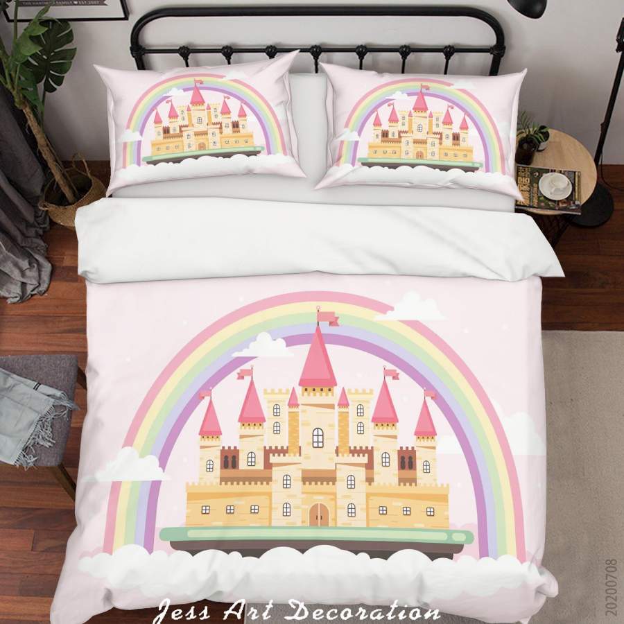 3D Castle Rainbow Quilt Cover Set Bedding Set Duvet Cover Pillowcases SF21