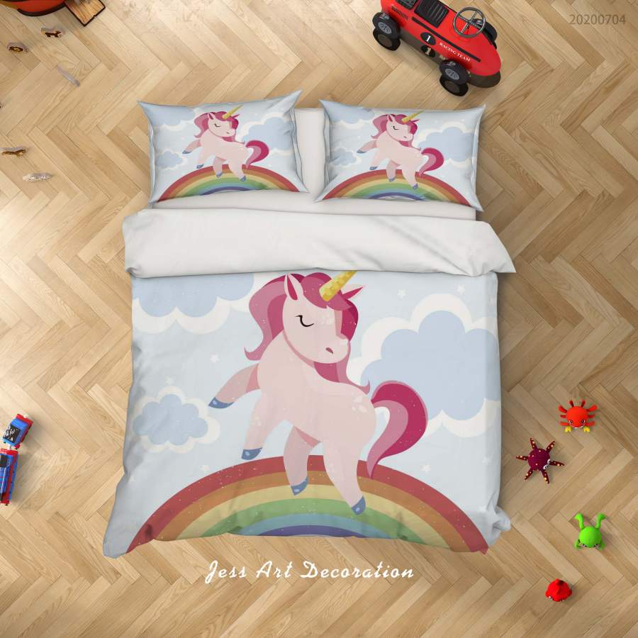 3D Unicorn Rainbow Quilt Cover Set Bedding Set Duvet Cover Pillowcases SF111