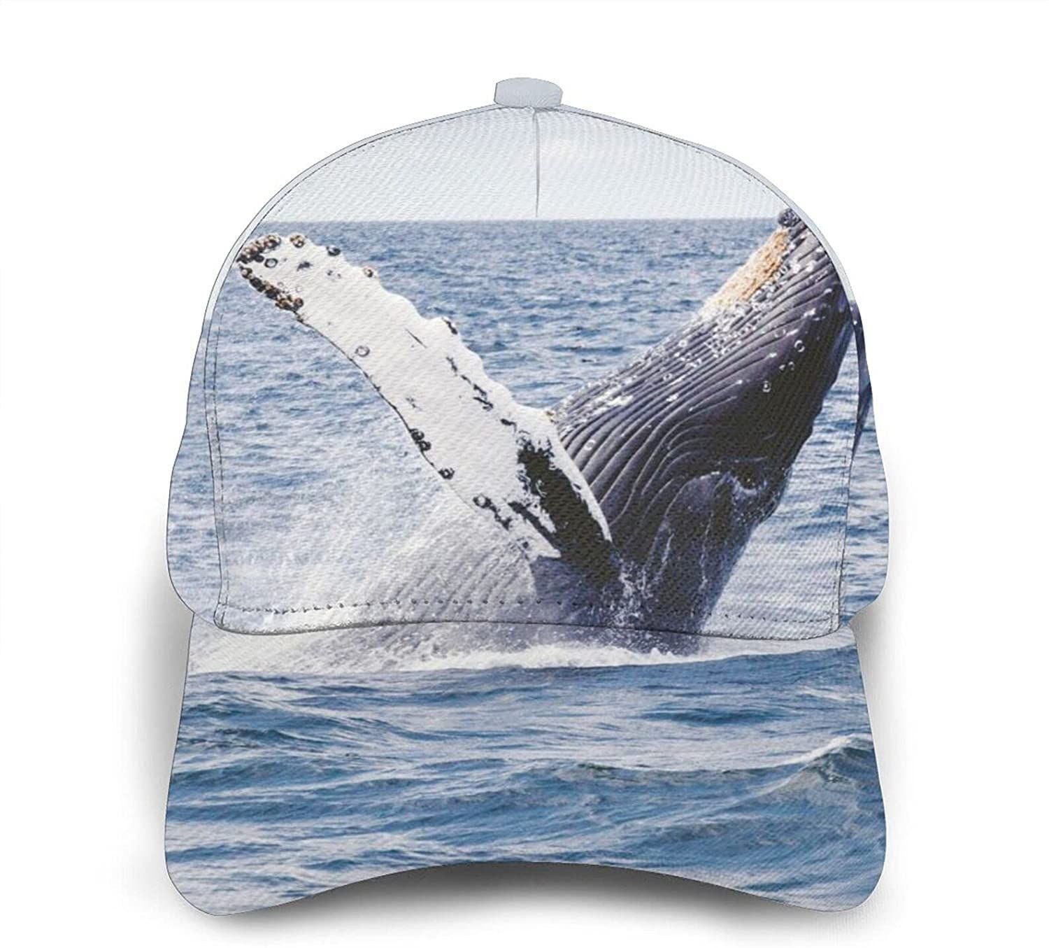 Whale Above Sea Water Classic Baseball 3D Cap Adjustable Twill Sports Dad Hats For Unisex