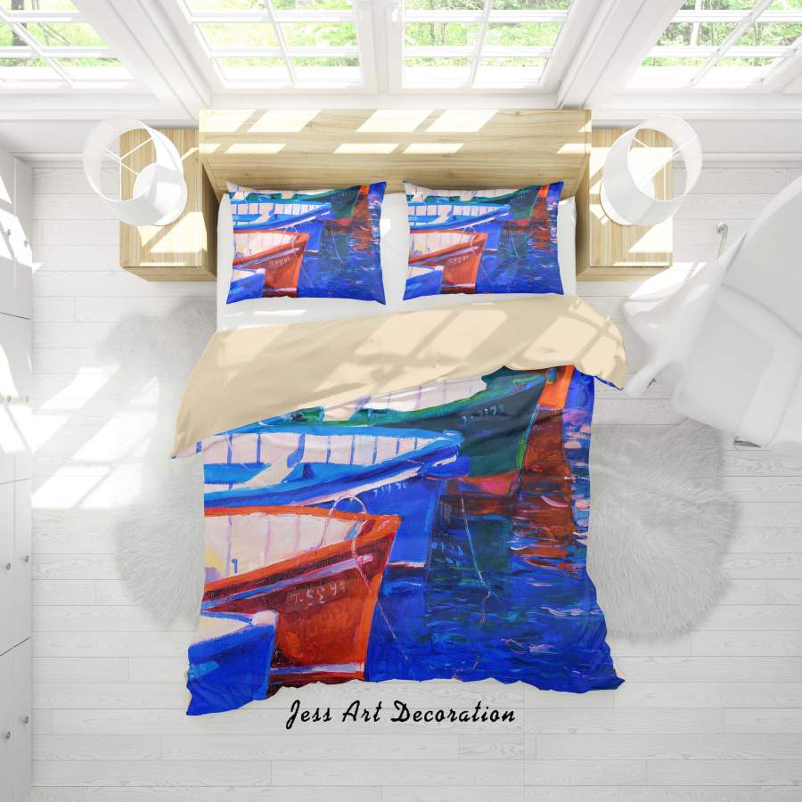 3D Ship’s Bow Oil Painting Quilt Cover Set Bedding Set Duvet Cover Pillowcases A073 LQH