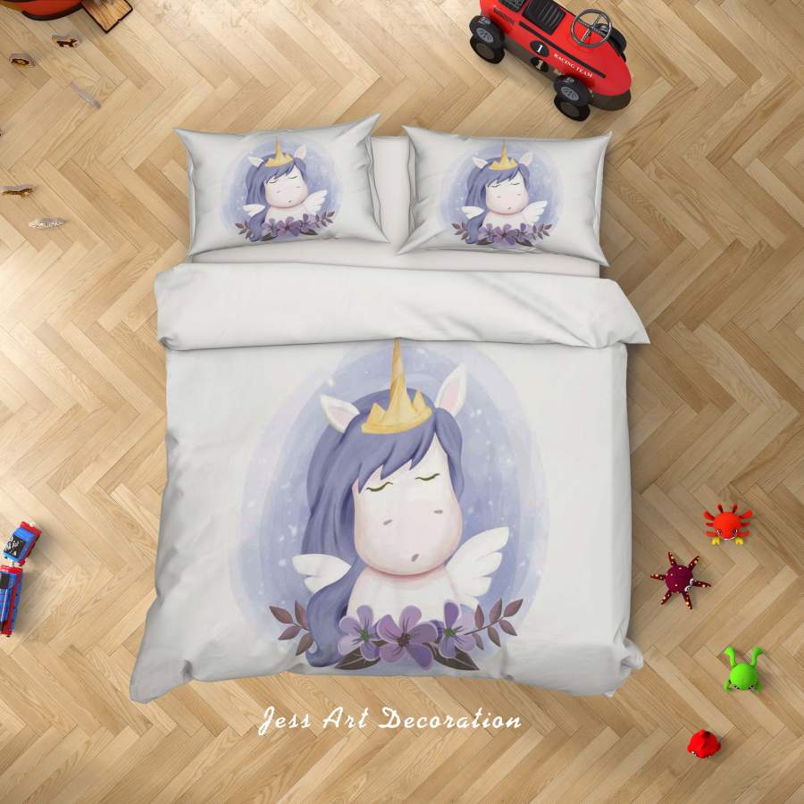 3D Purple Unicorn Quilt Cover Set Bedding Set Duvet Cover Pillowcases SF70