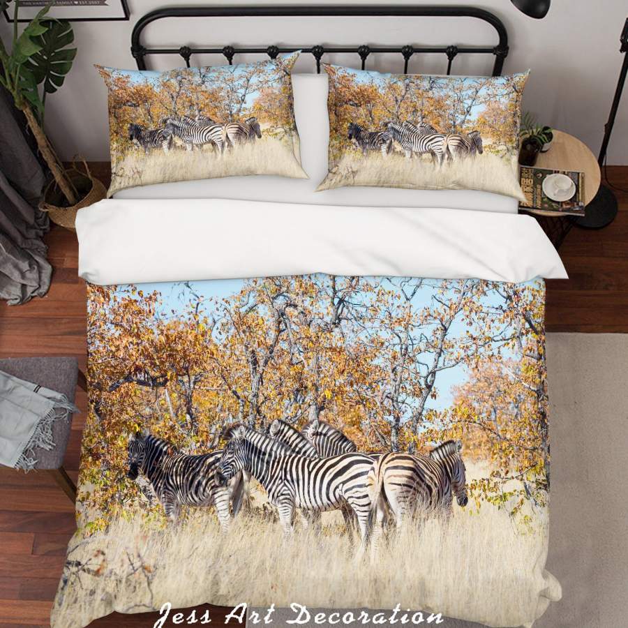 3D Zebra Forest Quilt Cover Set Bedding Set Pillowcases SF62