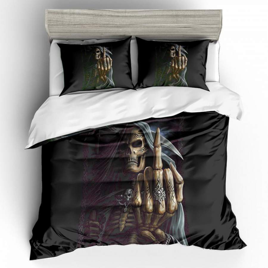 3D Golden Skull Quilt Cover Set Bedding Set Pillowcases 113