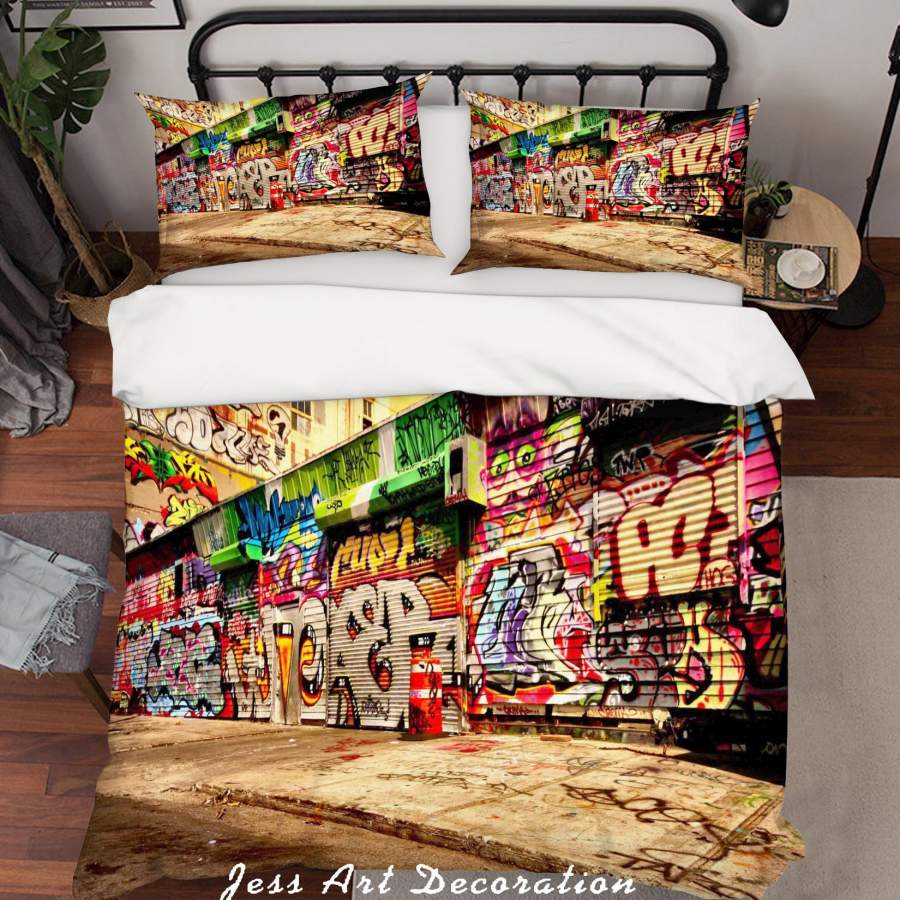 3D Graffiti Quilt Cover Set Bedding Set Pillowcases 39