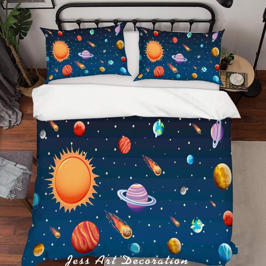 3D Color Cartoon Planet Universe Quilt Cover Set Bedding Set Pillowcasesn 89