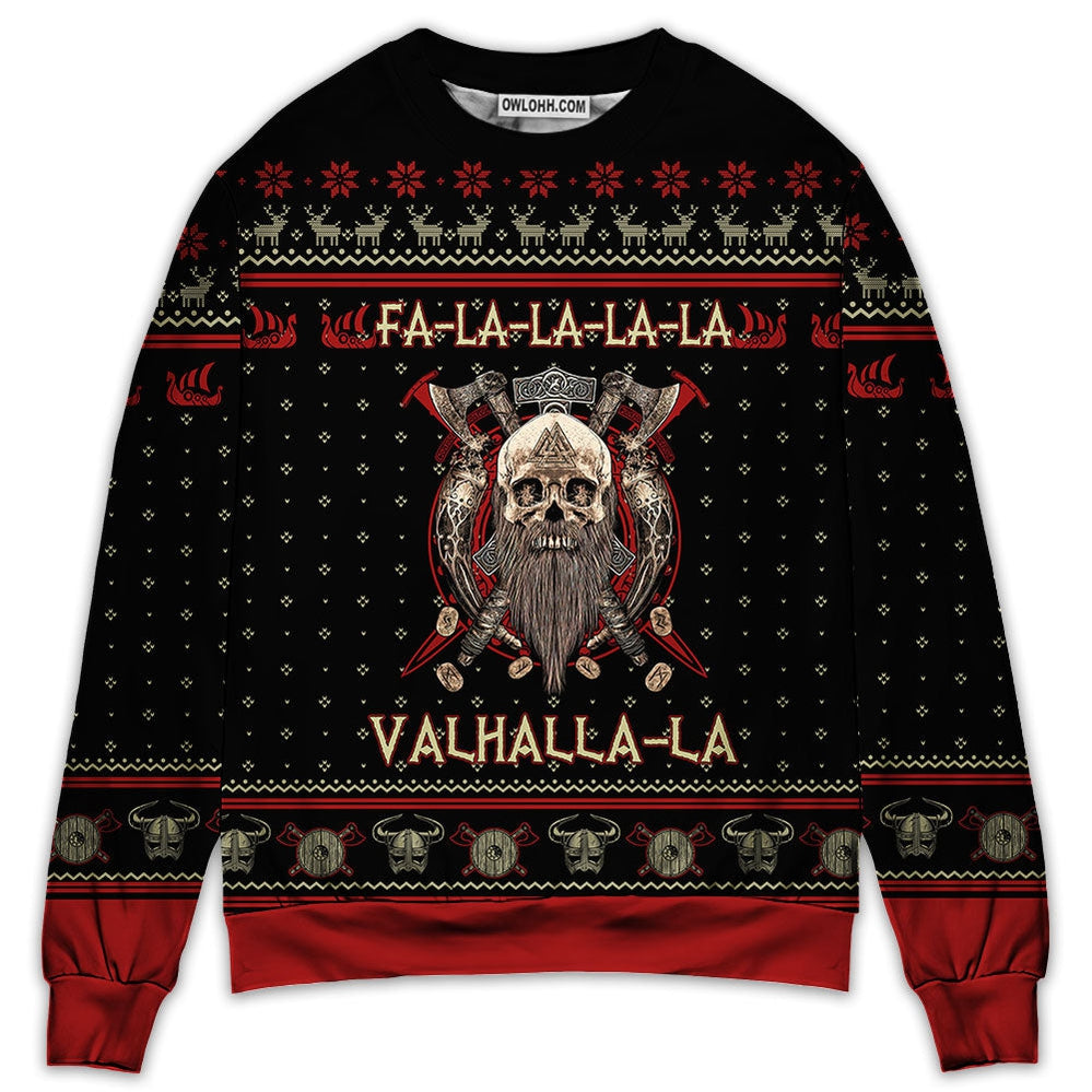 Viking Valhalla Black And Red La La – Sweater  – Ugly Christmas Sweaters  – Owl Ohh