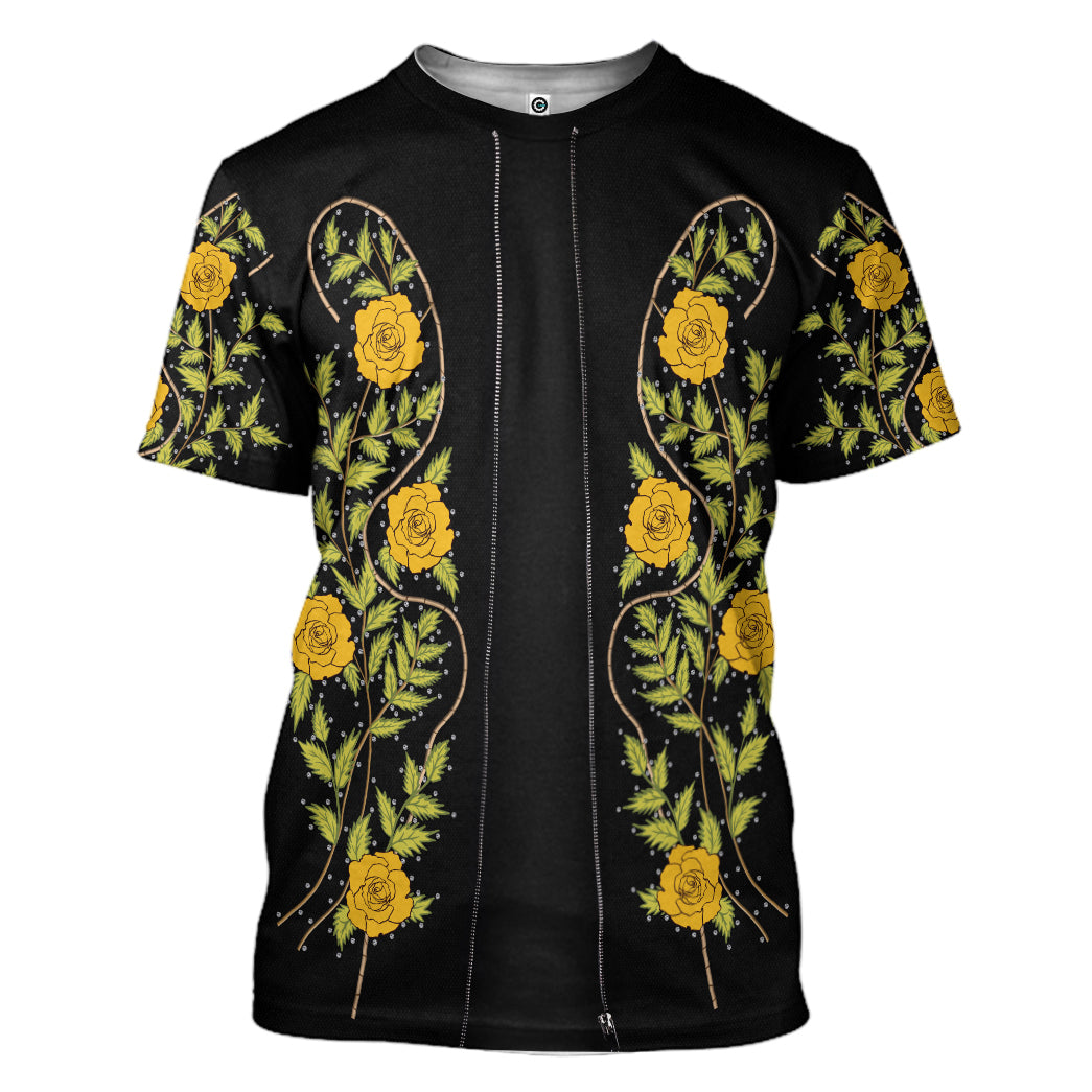 Yellow Roses Zz Top Apparel T-Shirt 3D For Men & Women