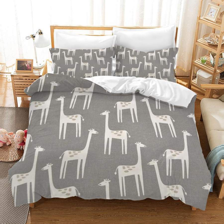 3D Grey Giraffe Quilt Cover Set Bedding Set Pillowcases 97