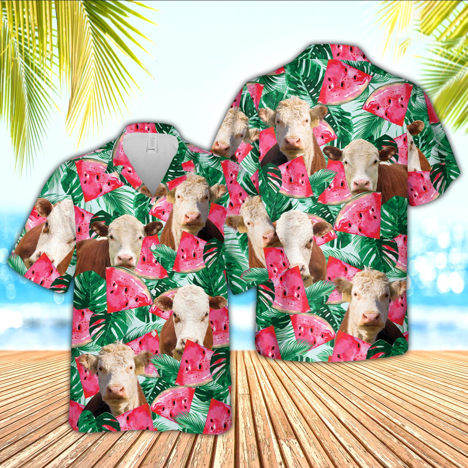 Unique Hereford Watermelon 3D Hawaiian Shirt