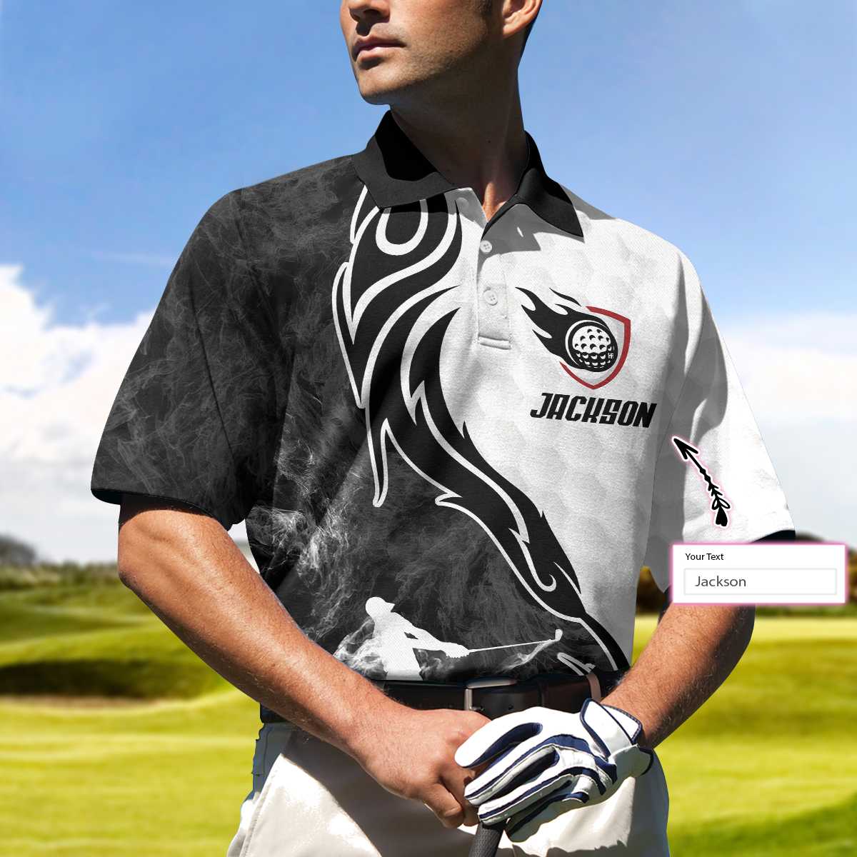 Personalized A Golf Player Illustration Custom Polo Shirt