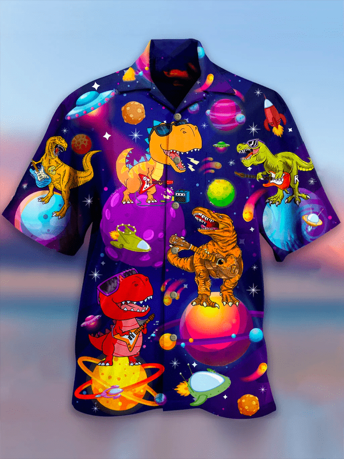 T-rex Dinosaur So Cute On Space Hawaiian Aloha Shirts