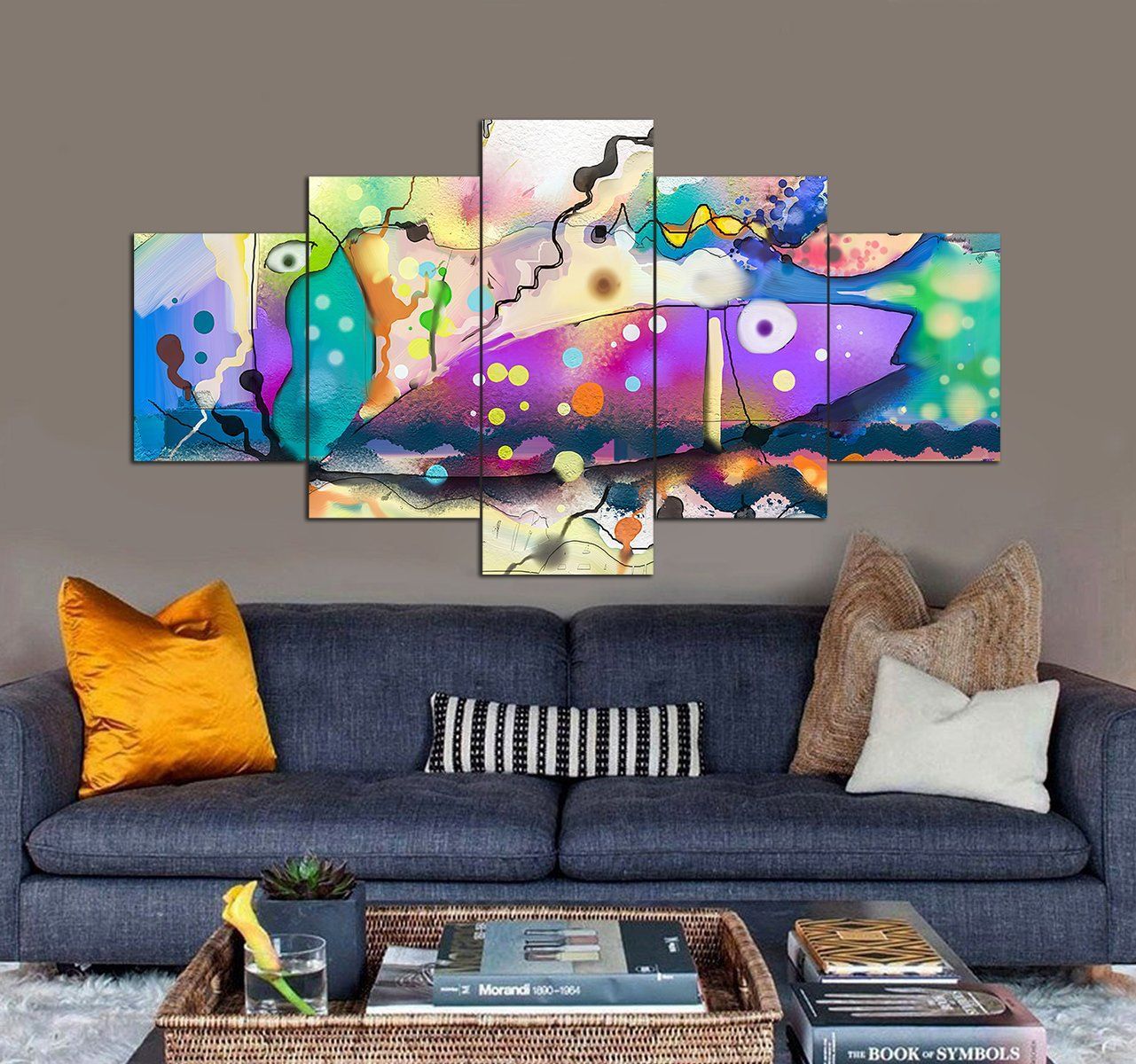 A Colorful Abstract Fantasy Underwater 3D 5 Piece Canvas Art