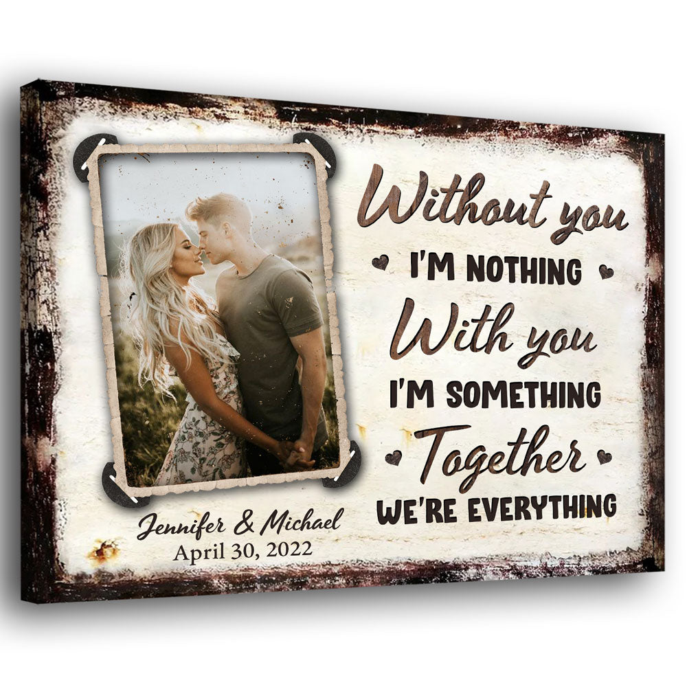 Wife Husband Couple With You Anniversary Personalized Photo Poster Canvas