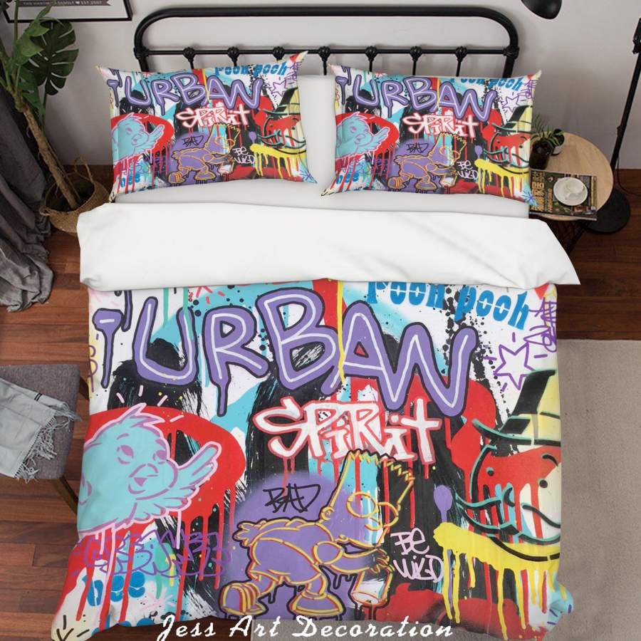 3D Speedy Graphito Urban Spirit Letter Colourful Quilt Cover Set Bedding Set Duvet Cover Pillowcases  ZY D142