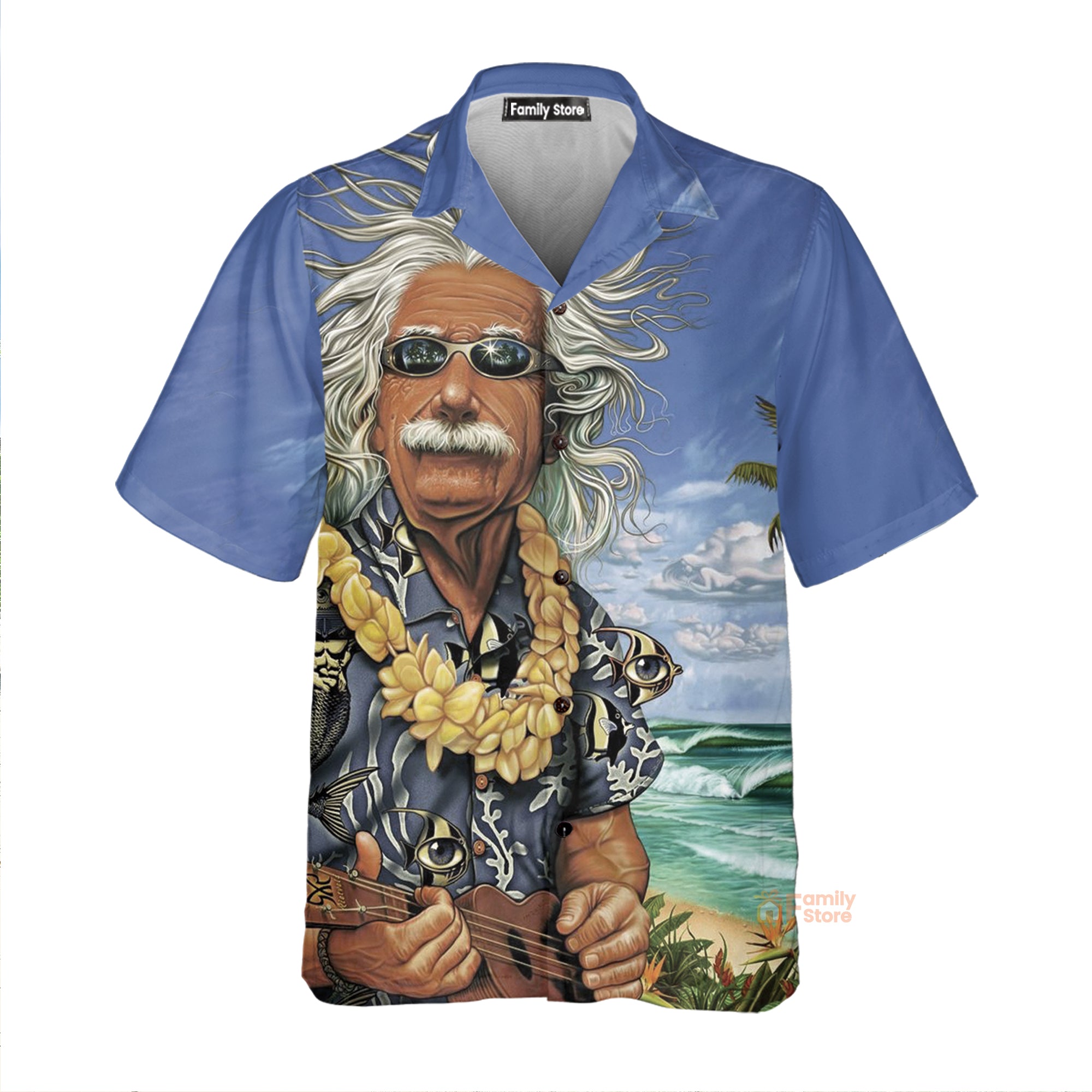 Albert Einstein Chilling On The Beach Custom Hawaii Shirt