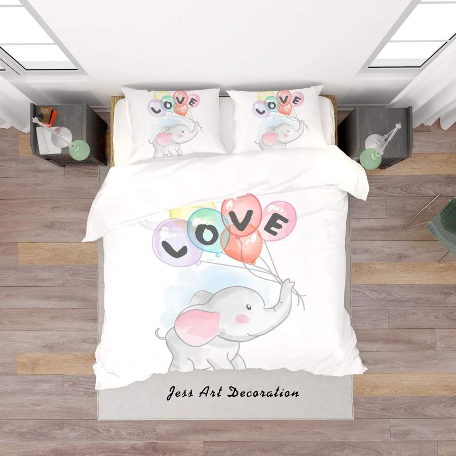 3D Elephant Balloon Quilt Cover Set Bedding Set Duvet Cover Pillowcases SF152