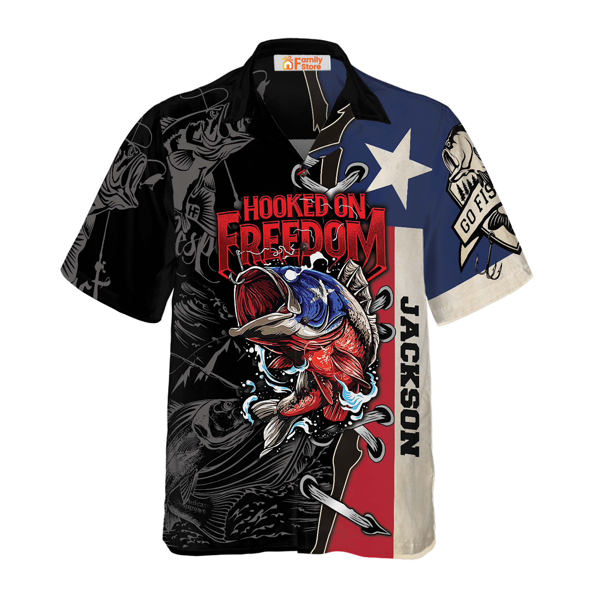 Personalized Name Texas Hooked On Freedom Fishing Custom Hawaiian Shirt