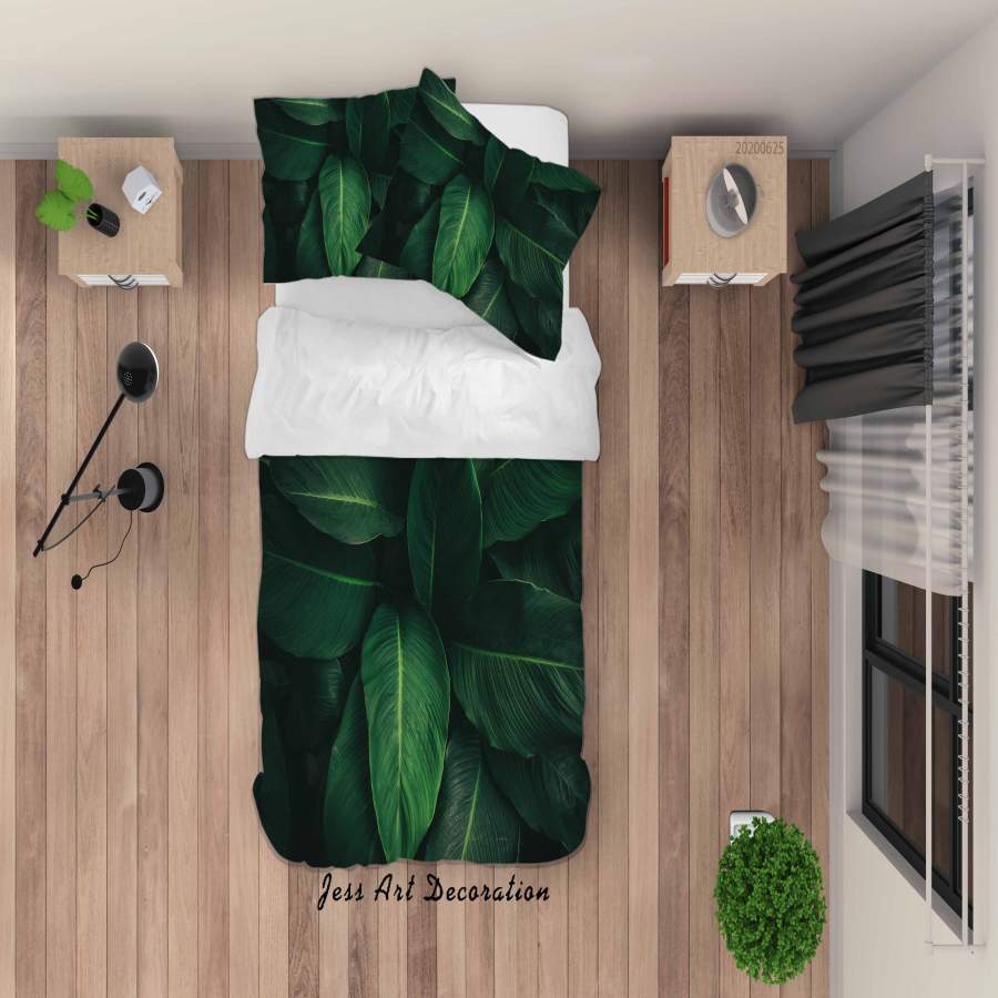 3D Green Leaves Plants Quilt Cover Set Bedding Set Duvet Cover Pillowcases SF68