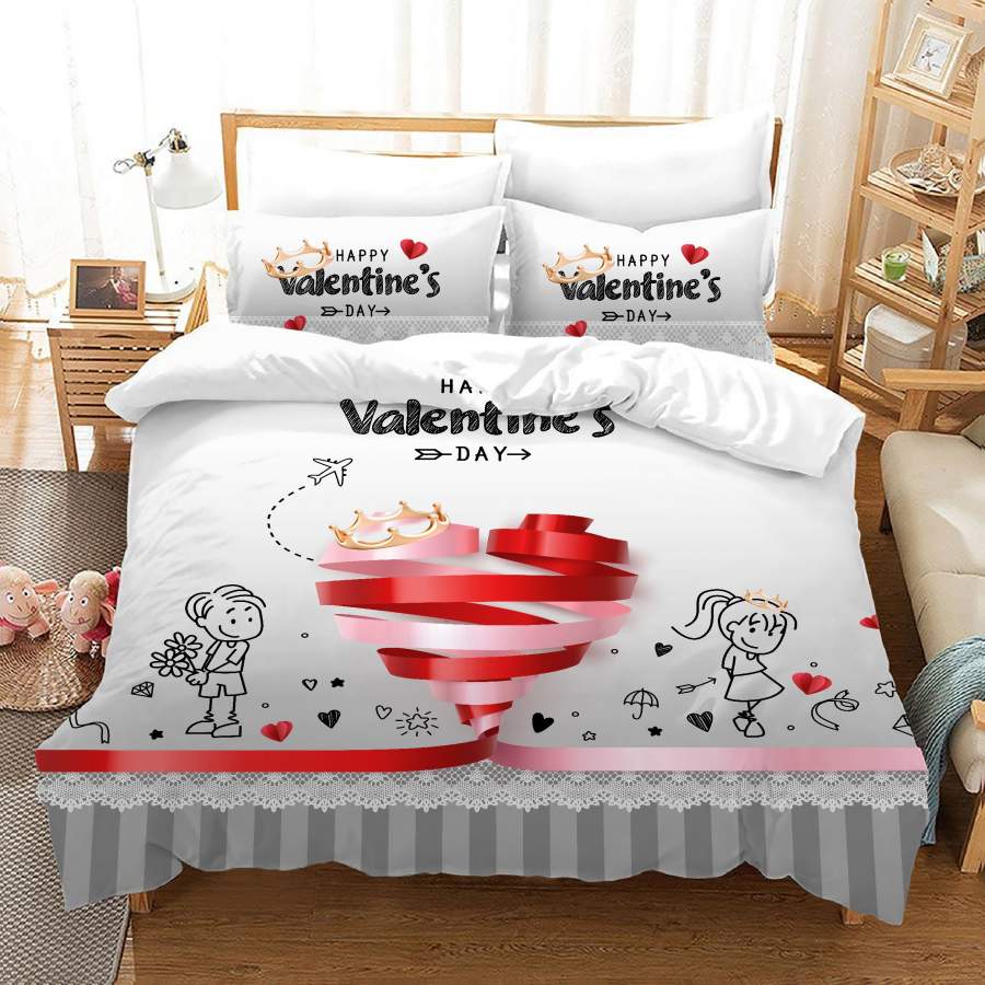 3D Valentine’s Day Quilt Cover Set Bedding Set Duvet Cover Pillowcases JN 1153