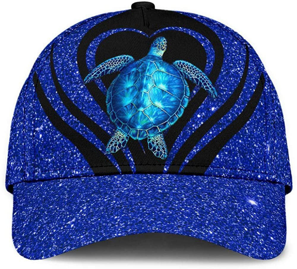 Turtle Bling Bling Style Sparkling Glitter Blue 3D Printed Unisex Hat Classic Caps Baseball Caps