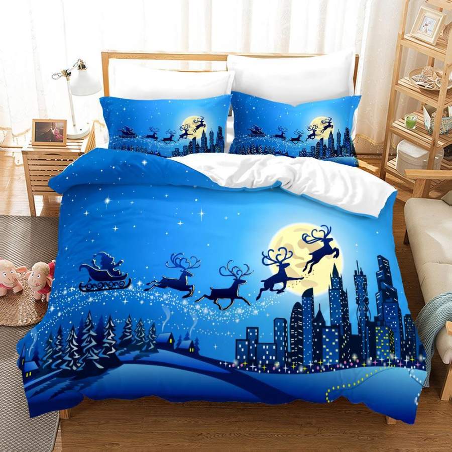 3D Christmas Night Quilt Cover Set Bedding Set Pillowcases 83