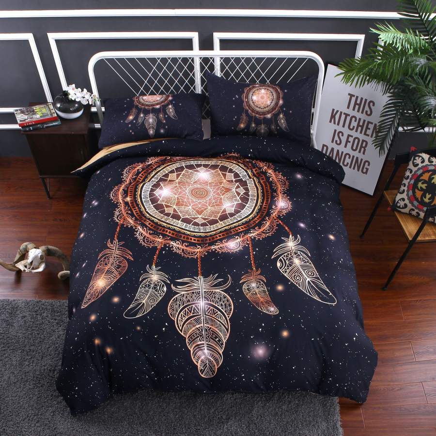 3D Dark Dreamcatcher Feather  Quilt Cover Set Bedding Set Pillowcases